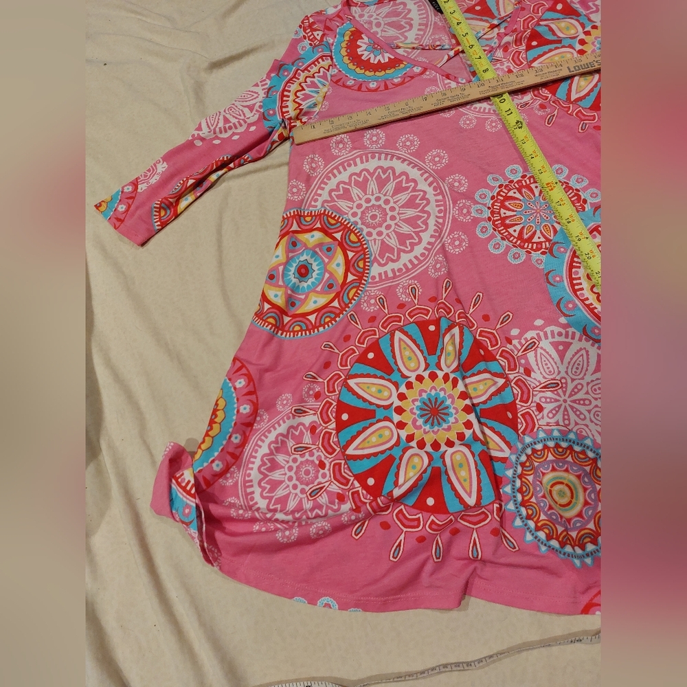 Colorful Pink Patterned Dress - Picture 2 of 4